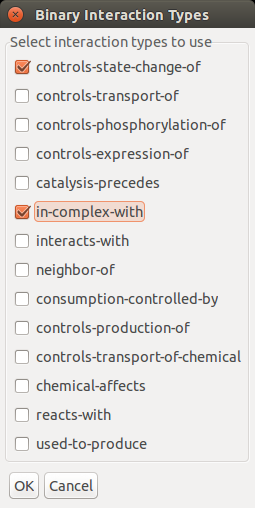 interaction types dialog