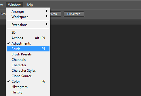 Photoshop with an XP Style Menu Checkmark and Item Selection Color