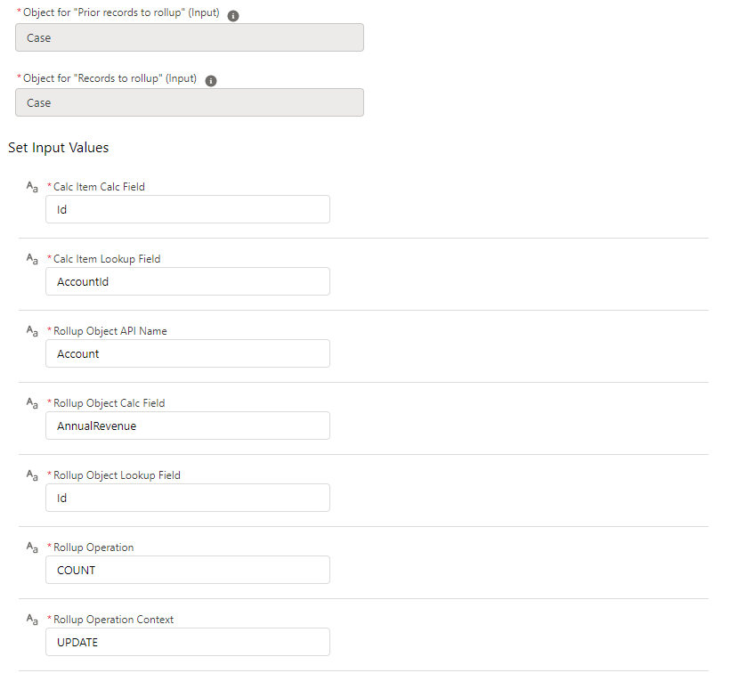 Filling out the base action's required fields