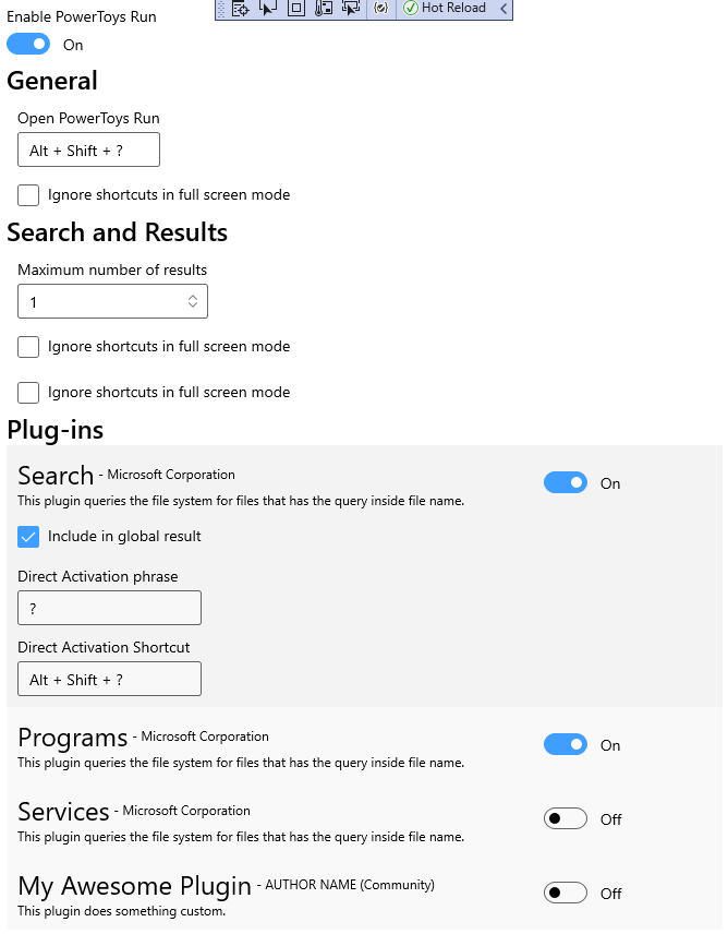 alt Mock of the UX with existing settings