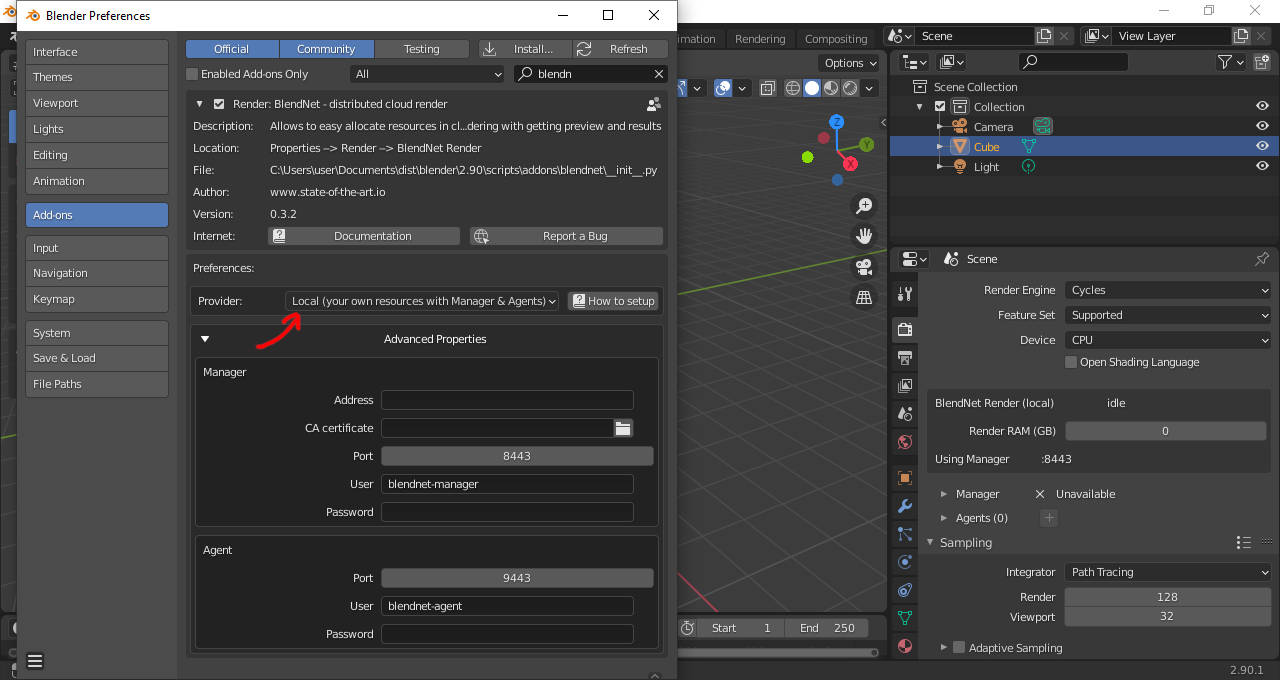 Preferences - BlendNet Addon Local Provider